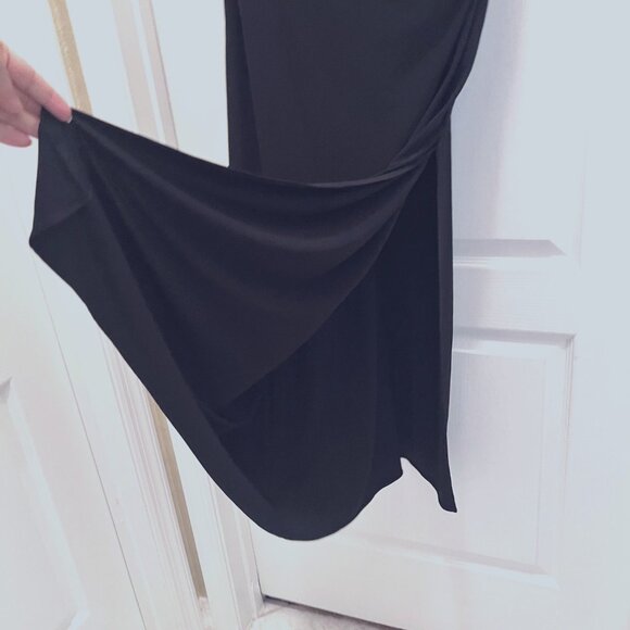 Nightway Collections Beaded Mesh Long Maxi Black Dress-Lined to top of Slit-Sz.1 - Picture 9 of 16